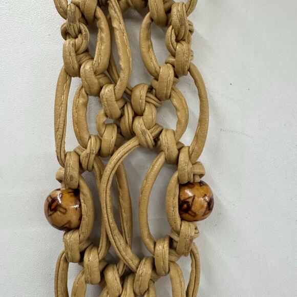 Vintage Beaded Macrame Tie Belt Boho Retro 70s Style Length 52 - Picture 2 of 5